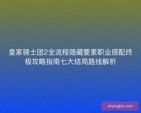 皇家骑士团2全流程隐藏要素职业搭配终极攻略指南七大结局路线解析
